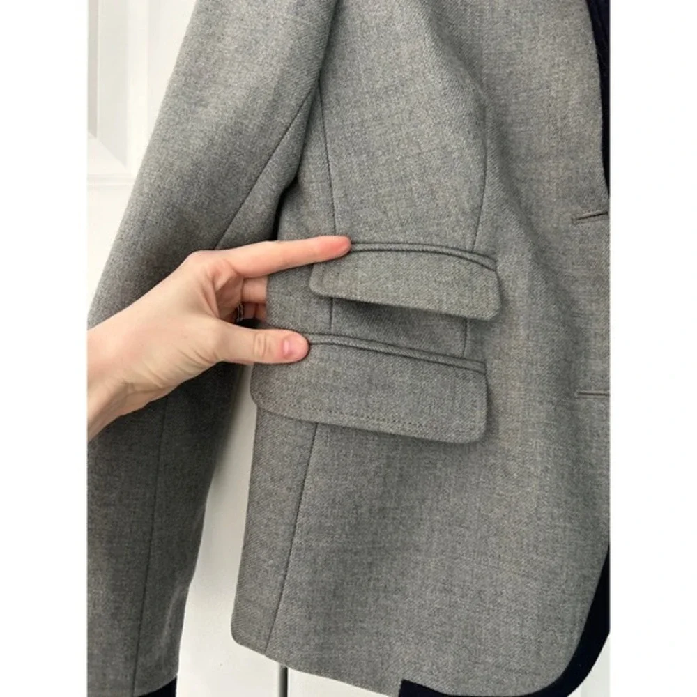 J.Crew Schoolboy Blazer Wool Heather Tipped Contrast Grey Size‎ 0